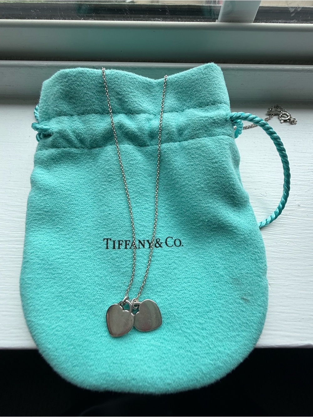 Tiffany & Co. Silver Heart Tag Necklace with Tiffany Blue Enamel Heart - Picture 3 of 5